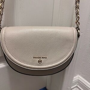 Michael Kors Cream Pebbled Leather Chain Crossbody